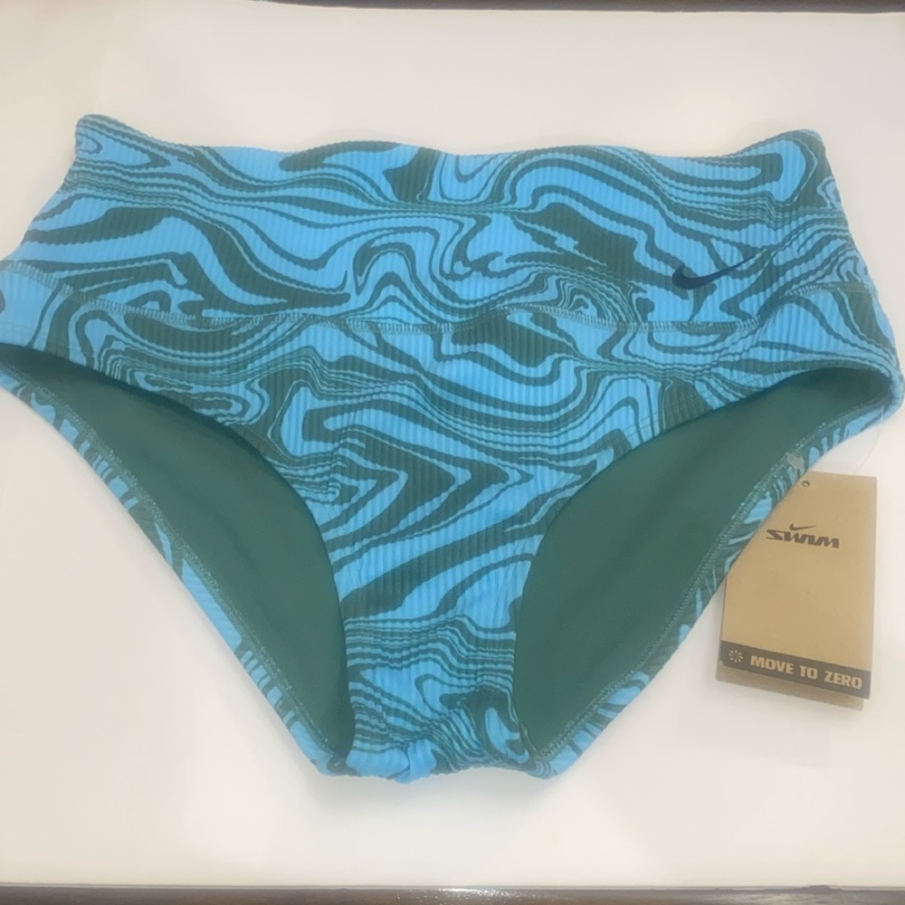 Nike women’s medium bikini bottom Green blue swirls